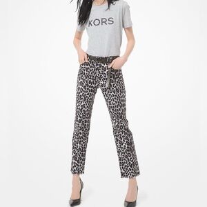 LNEW Michael Kors black white leopard cheetah skinny stretch pants, sz small